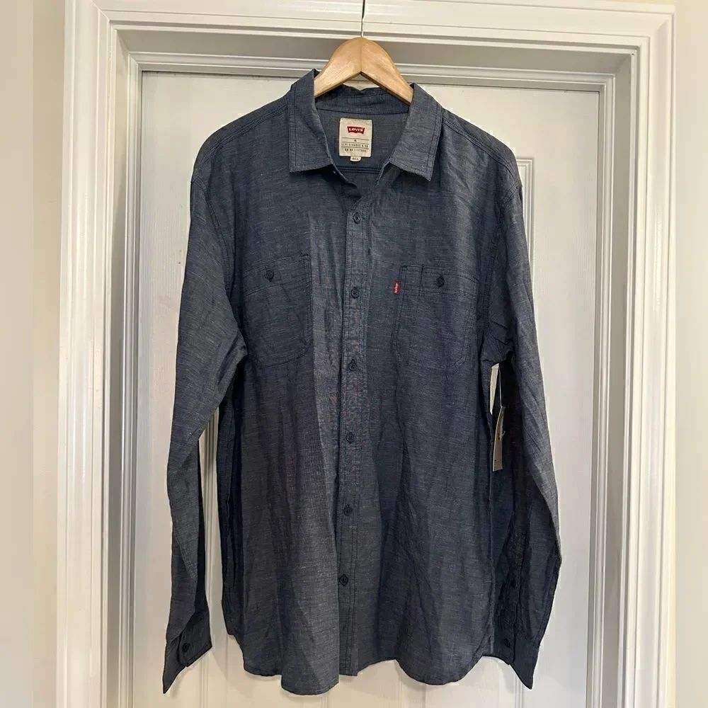 Levi's mens button down blue long sleeve shirt blue size XL NWT